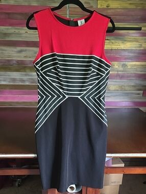 julia jordan Red, Black & White Striped Sheath Dress